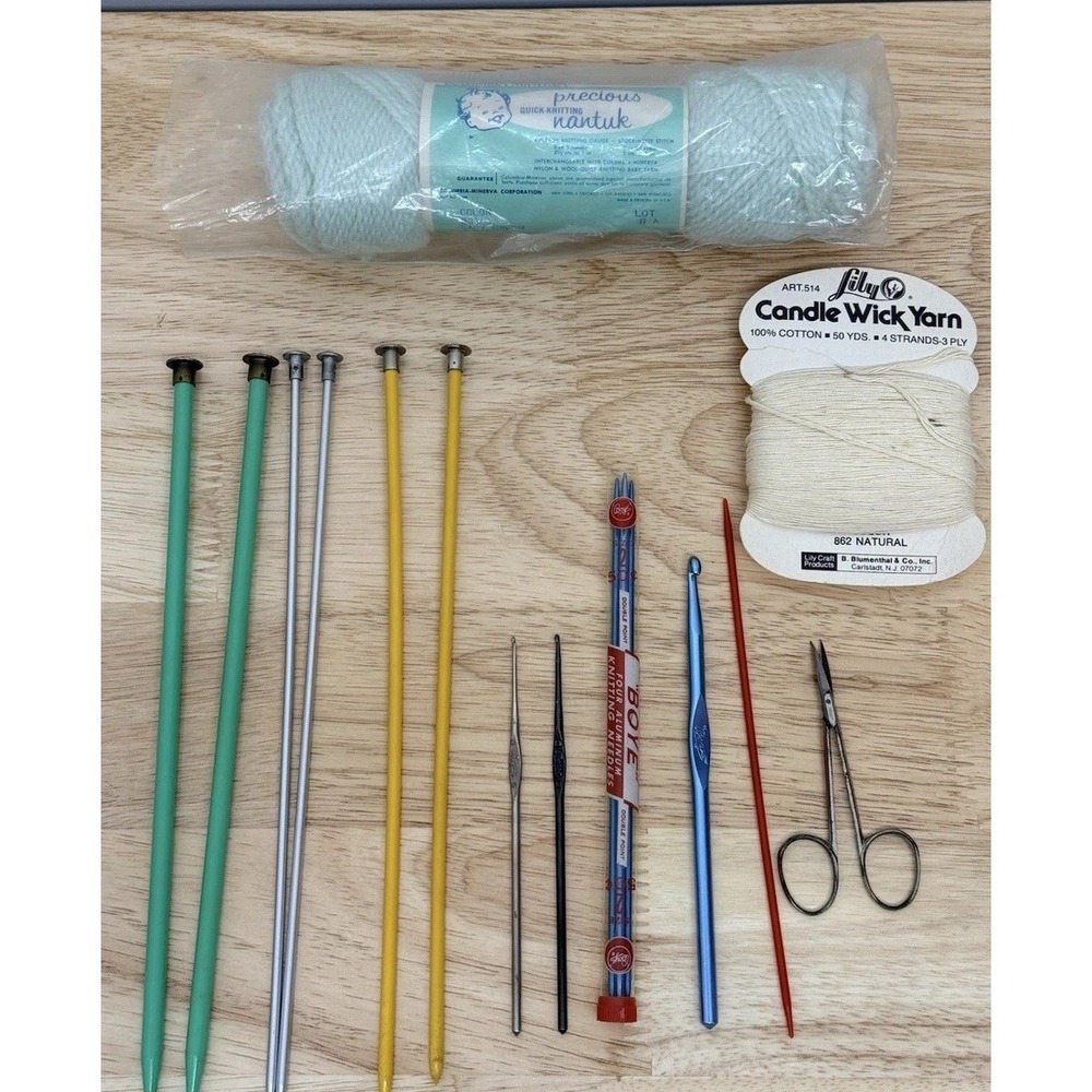 Vintage Knitting Needle Lot Boye Crochet Hooks Yarn Columbia Minerva #54‎